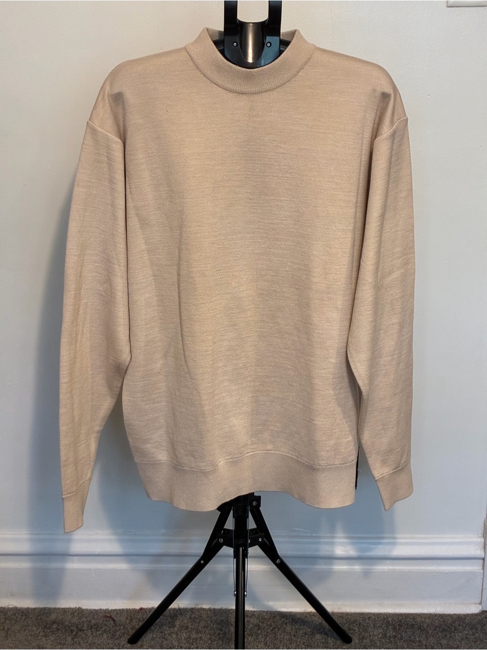 Vintage oatmeal mock neck knit pullover sweatshirt size 2XL
